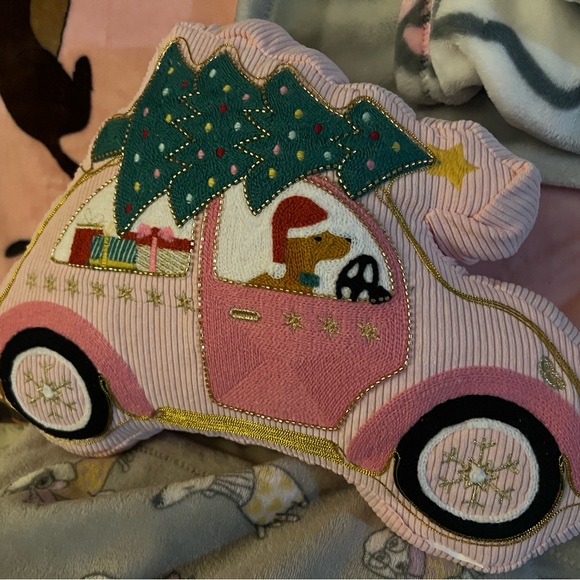 Dachshunds Christmas tree Christmas pink pillow - Picture 1 of 5